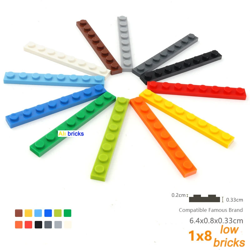 

80pcs DIY Building Blocks Thin Figures Bricks 1x8 Dots 12Color Educational Creative Size Compatible With 3460 Toys for Children