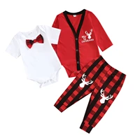 0 18m newborn infant baby boys christmas clothes set bow rompers long sleeve jumpsuit pants xmas outfits costumes
