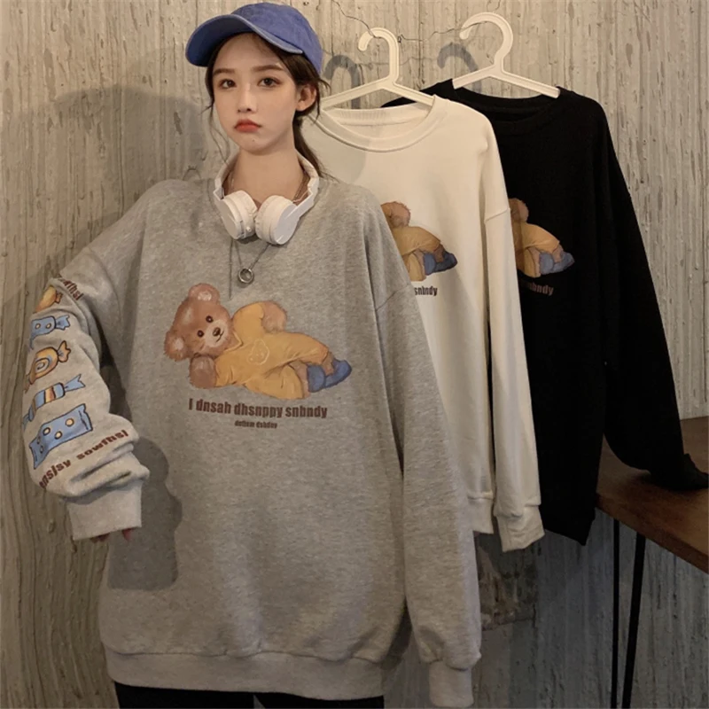 

Шикарный свитер в гонконгском стиле Waitmore Bear, женское свободное тонкое пальто в стиле бойфренда в корейском Instagram-стиле, ветиверное пальто