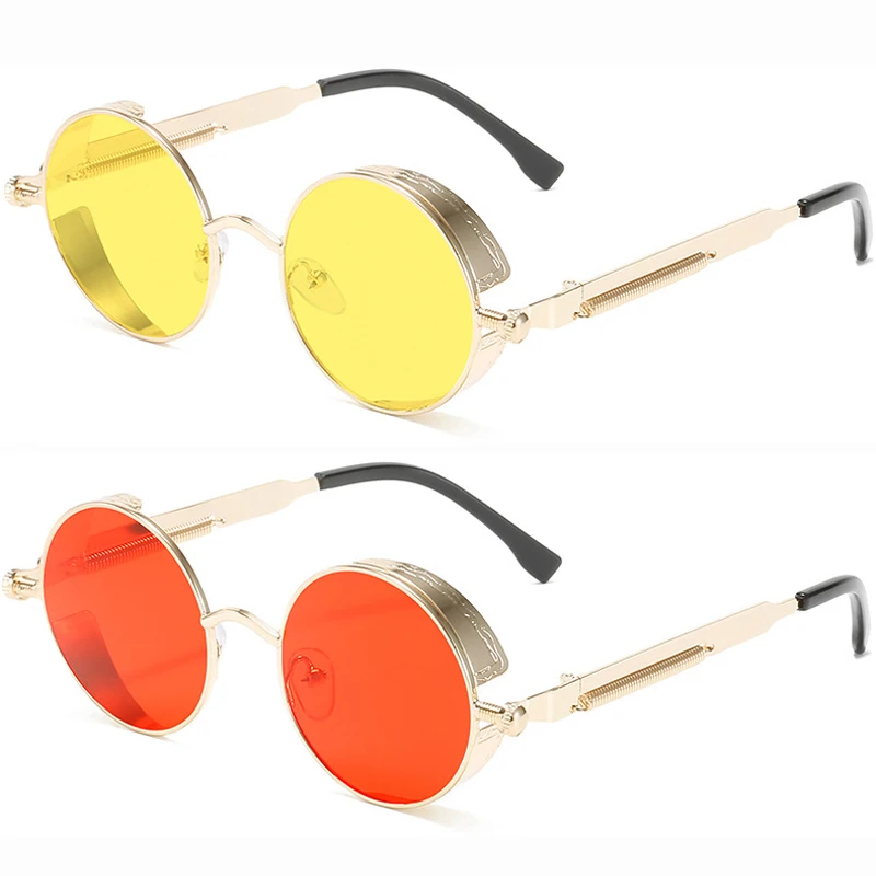 

Round Frame Gothic Punk Steampunk Sunglasses UV400 Colored Lenses Glasses Eyewear Vintage Steampunk Sunglasses for Men Women