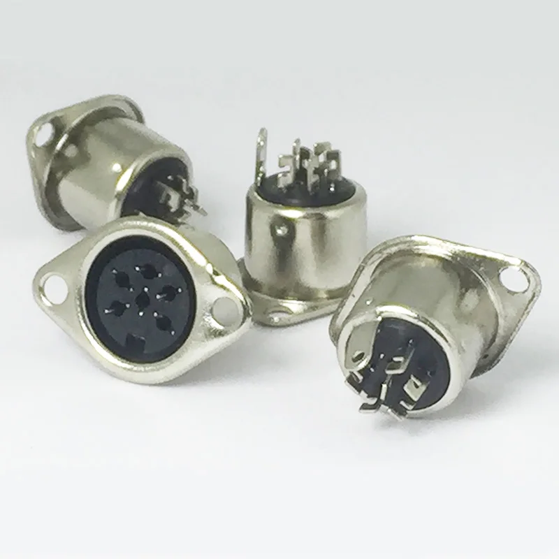 

100pcs/lot 6 PIN DIN Female Jack Panel Mount Chassis Connectors Soldering Female DIN Socket