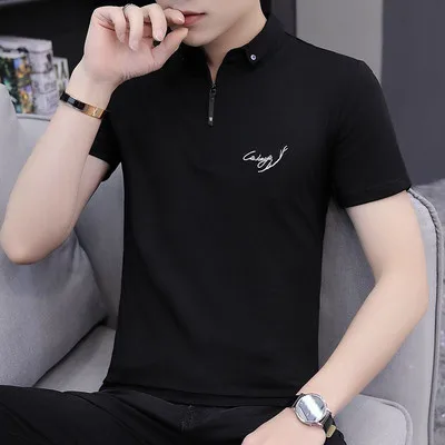 

Short-sleeved cotton t-shirt male Korean version of the trend lapel handsome on the clothes summer 2020