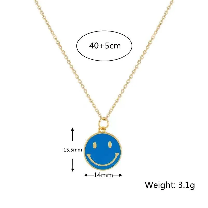 

GHIDBK 2021 New Design Charm Necklaces For Women Girls Multi Color Coin Smiley Pendants Fashion Minimalist Chain Necklaces