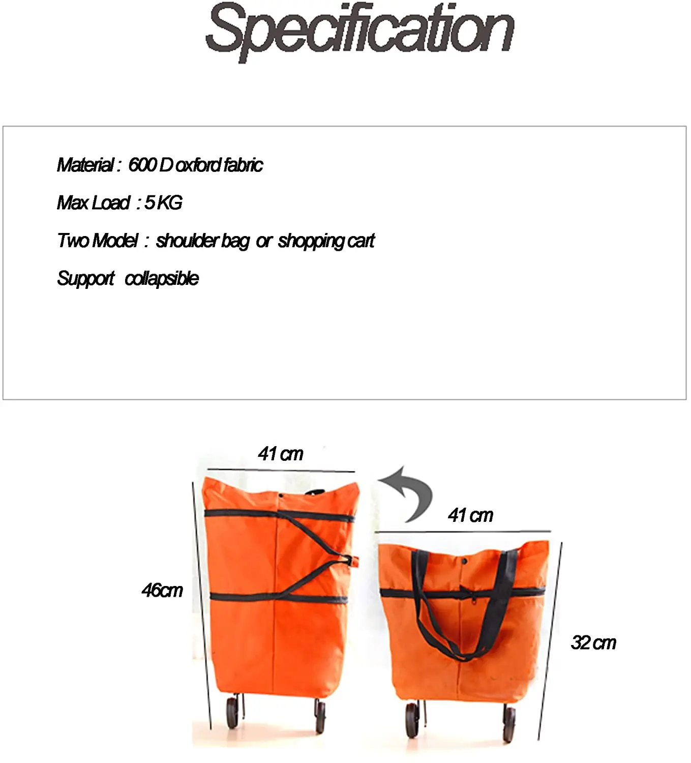 Складная сумка для покупок на колесиках многоразовая продуктов портативная