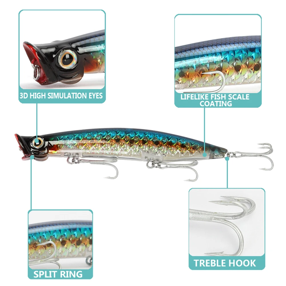 

BASSKING Popper Fishing Lure 110mm 13.5g Floating Top Water Wobbler Poper Artificial Hard Bait Carp Fishing Swimbait Pesca Peche