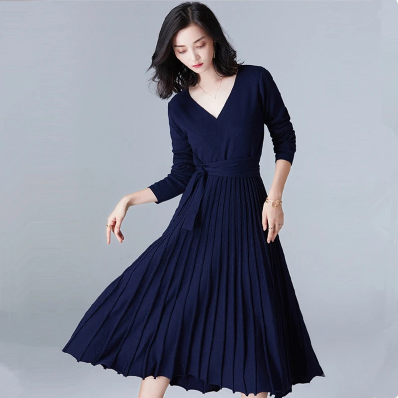 Mozuleva Новое модное женское трикотажное плиссированное платье 2020 весеннее плотное