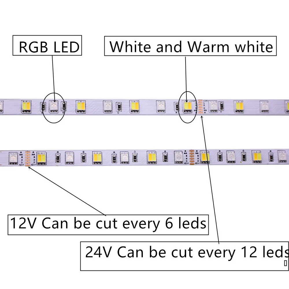 5 м 12 в 24 В RGBW RGBWW RGB CCT Светодиодная лента, 60 Светодиодный s/m RGB+(белый/теплый белый) SMD 5050 гибкая светодиодная лента