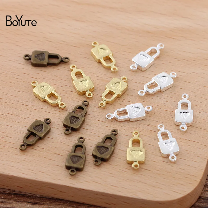 

Очаровательные соединители BoYuTe (100 шт./лот) 16*7 мм из латуни с замком в форме сердца, аксессуары для ювелирных изделий, материалы ручной работы «сделай сам»