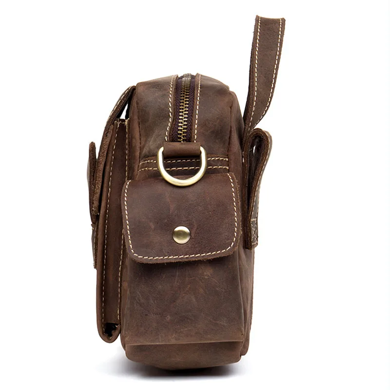 Высокое качество винтажная Мужская поясная сумка из натуральной кожи на ремне