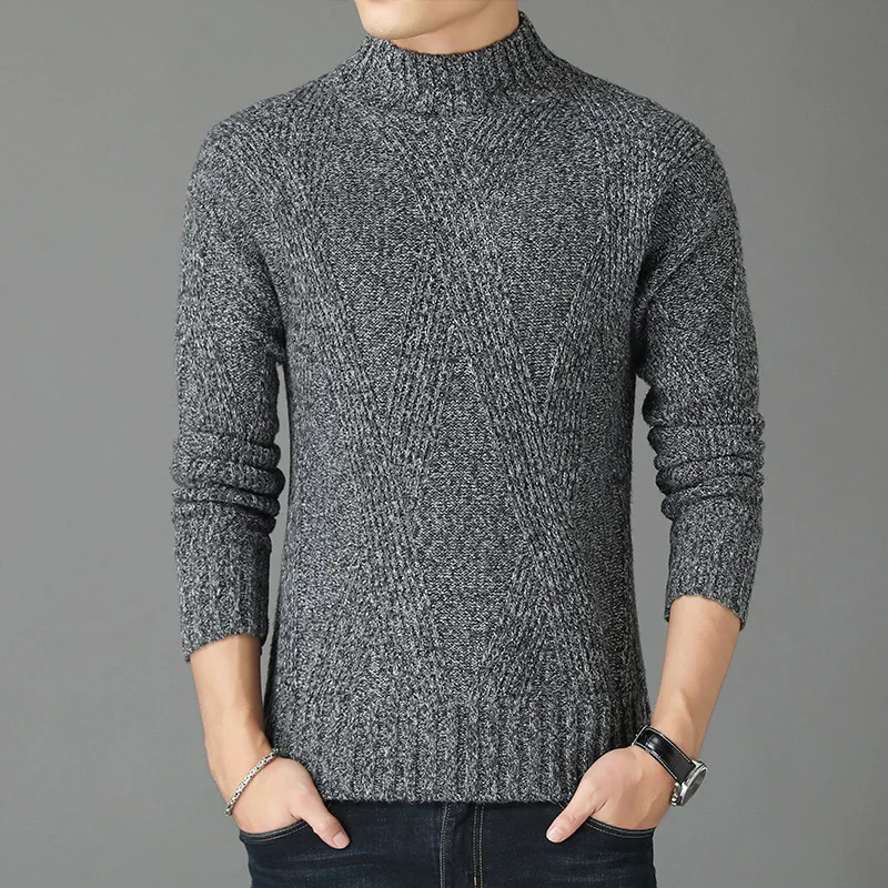 

New Autumn Winter Cotton Warm Men Sweater Male Turtleneck Solid Color Casual Sweaters Slim Fit Brand Knitted Pullovers Top Coat