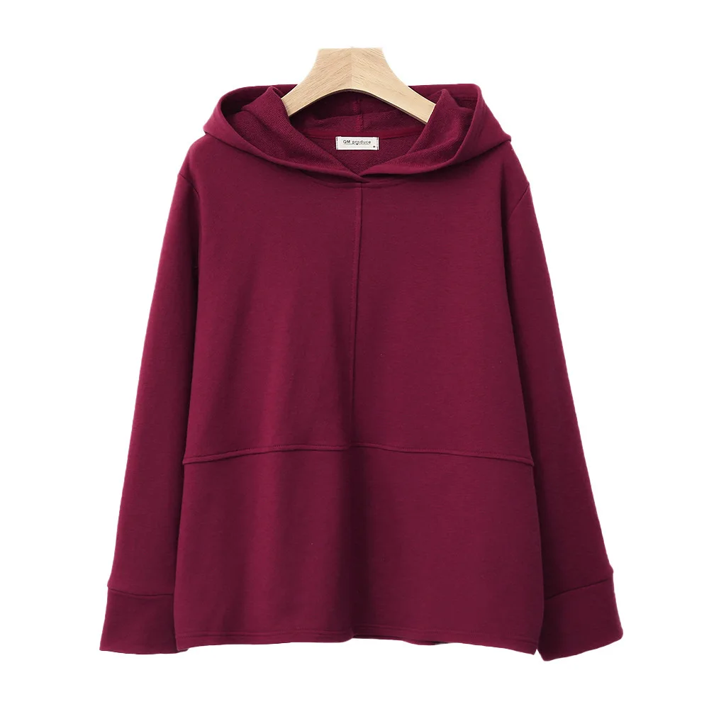 

Johnature Women Hooded Sweatshirt 2021Autumn Long Sleeve Korean Style Hoodies Solid Color Women Warm Cloths Casual Sweatshirts