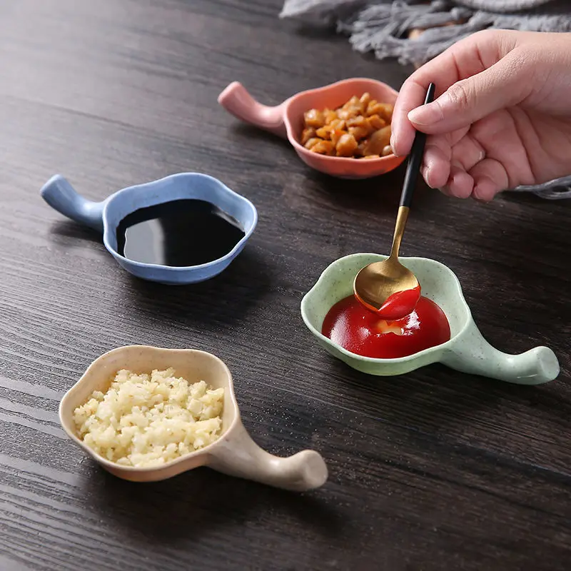 

1Pc Wheat Straw Seasoning Sauce Dish Small Dish Dip Bowl Side Plates Butter Sushi Plate Vinegar Soy Dishes Kitchen Saucer