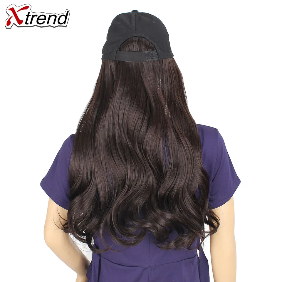 Xtrend Baseball Hat With Wavy Hair Extensions cap with hair for sassy sporty girl Long Synthetic extension