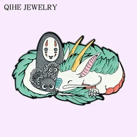 no face man white dragon enamel pin kawaii cartoon animals brooch anime fan collection fluorescence badge unique jewelry gift