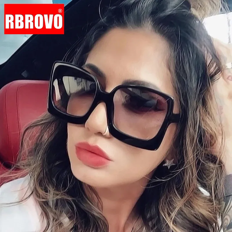 

RBROVO 2021 Oversized Sunglasses Women Square Glasses Women/Men Luxury Gradient Eyeglasses Women Retro Oculos De Sol Feminino