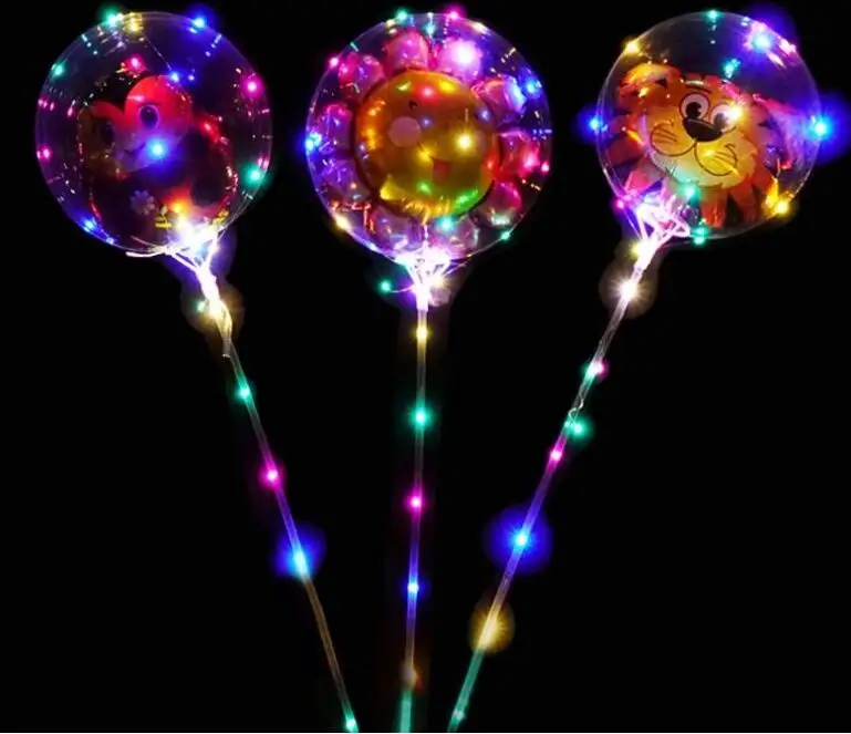 Globo de helio transparente LED con pegatinas, 24 pulgadas, brillante, plumas, para decoraci&oacute;n del Festival-0