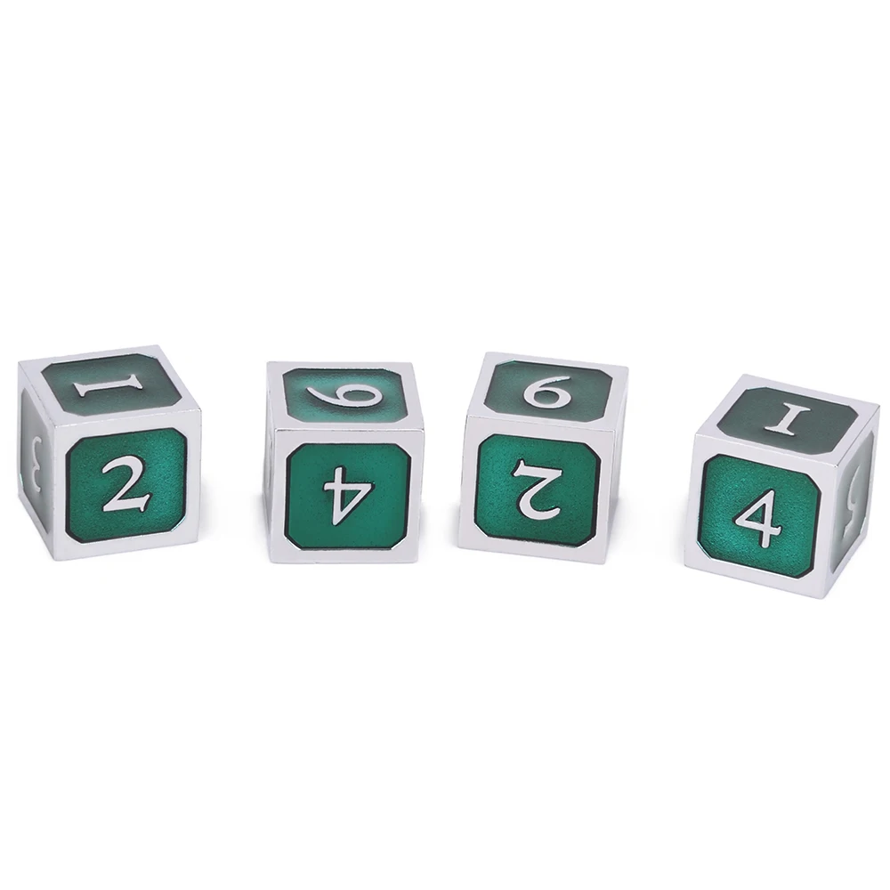 Набор из 4 D6 металлических игральных костей для D& D ролевых игр и настольных игр