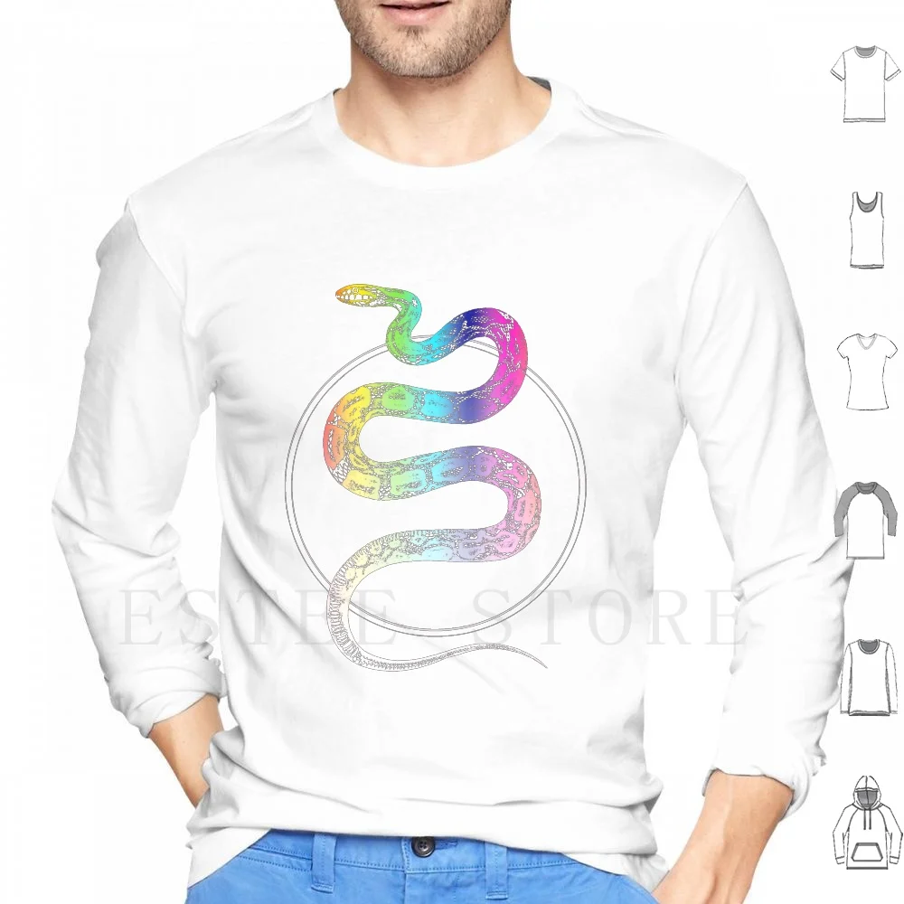 

Serpens Hoodies Long Sleeve Creature Dangerous Fangs Retro Cool Lizard Rainbow Colorful Cute Reptile Animal