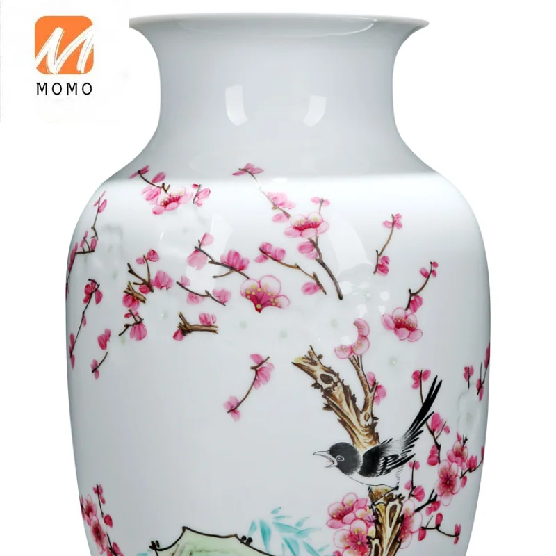 

Керамическая ваза Цзиндэчжэнь, украшение для гостиной, китайская декоративная фарфоровая ваза с рисовым узором, ручная роспись