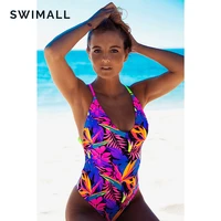 2021 floral print one piece swimsuit women swimwear high cut monokini bodysuit backless brazilian bathing suit beach wear female
