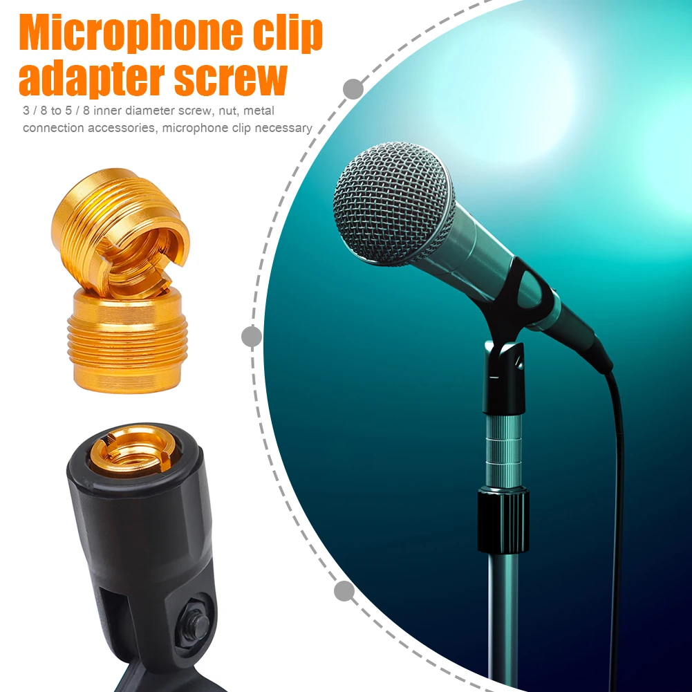 

2pcs 3/8 to 5/8 Mic Screw Clip Adapter Connector Microphone Mount Holder
