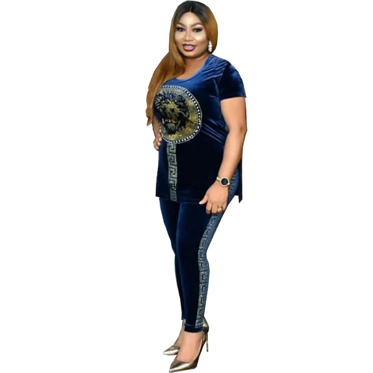 2 шт. для женщин Бархатные комплекты малышей Топ + юбка миди осень зима Дашики в