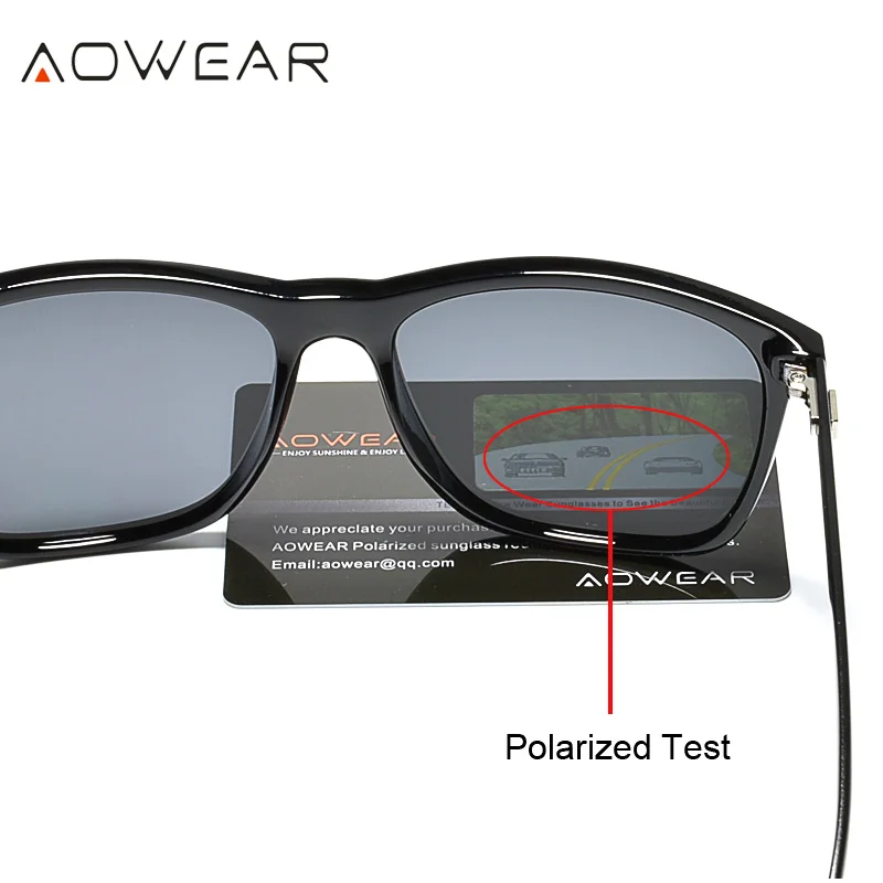 AOWEAR брендовые стильные Квадратные Солнцезащитные очки мужские поляризованные