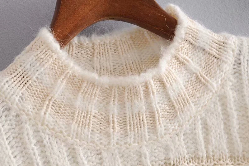 Повседневные Лоскутные кружевные открытые женские свитера с круглым вырезом