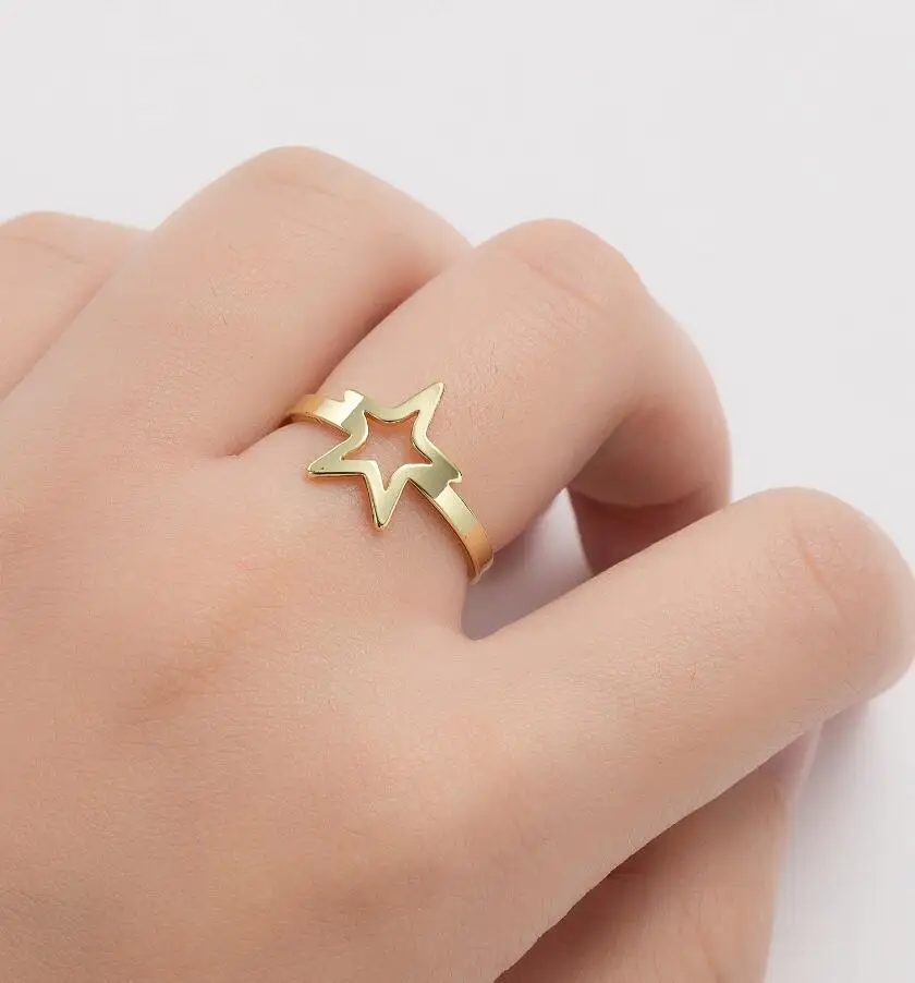 

Lyvior геометрическое ретро-кольцо Открытое регулируемое маленькое открытое кольцо в форме звезды и Луны Новый стиль из нержавеющей стали под...