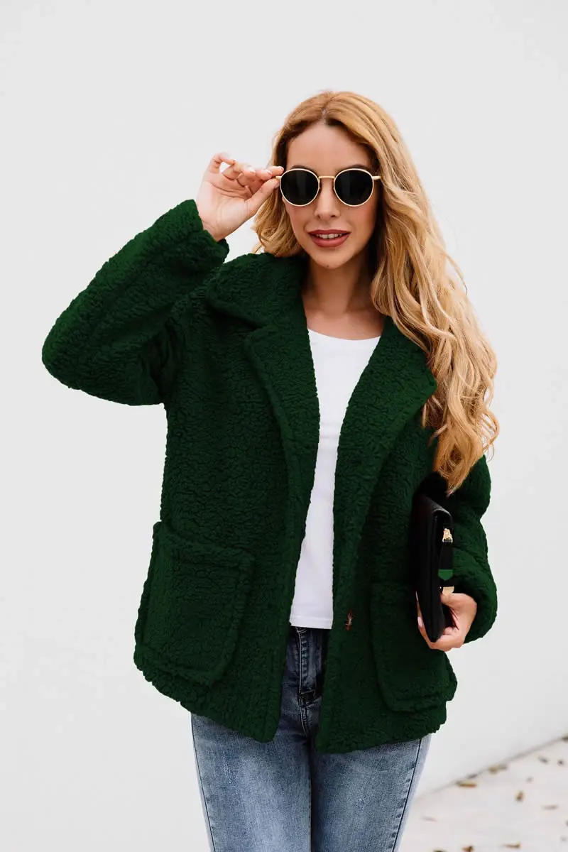 

Women Winter Coat 2019 Fashion Solid Pockets Outwear Coats Autumn And Winter Ladies Casual Warm Coats Button Female Jackets