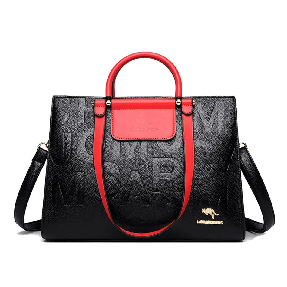 

Fashion Letter Tote Soft Leather Shoulder Bags for Women 2021 New Trend Simple Shopping Messenger Bag Large Capacity Bucket Bag