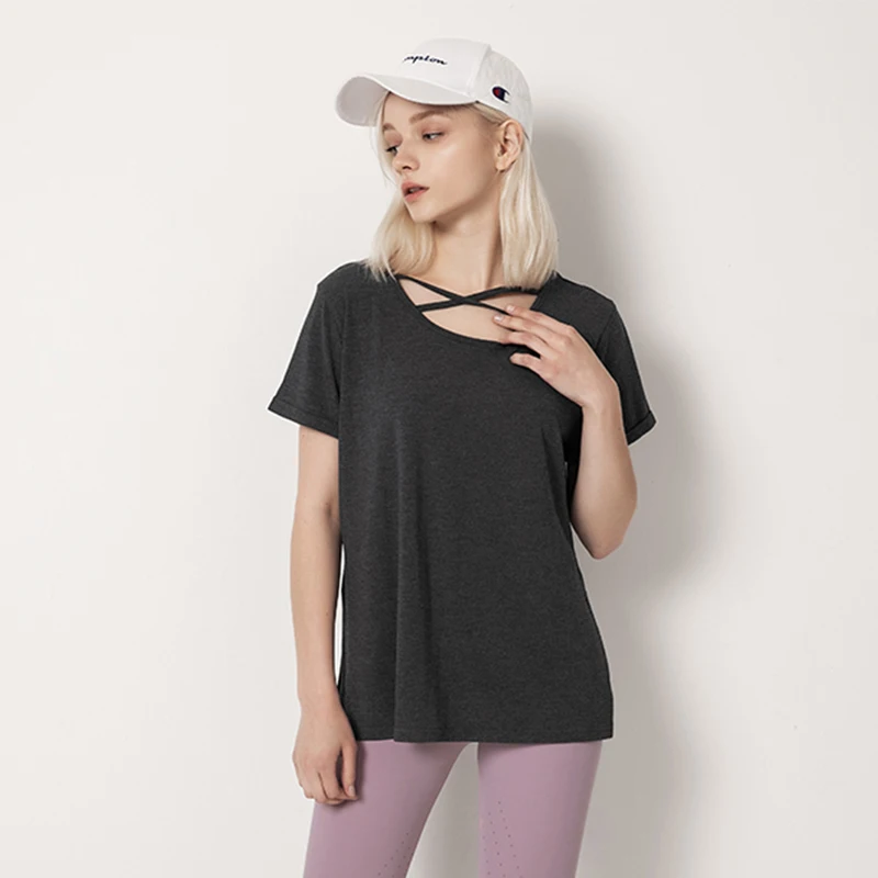 Женские дышащие топы для йоги женские спортивные футболки фитнеса свободные