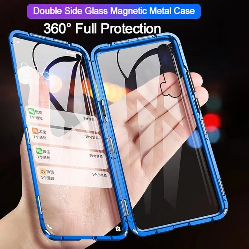 

Magnetic Metal Double Side Glass Case For Huawei P30 P20 P40 Mate 30 Pro Honor 20 Lite Nova 5T 8X 9X Y9 Prime P Smart 2019 Cover
