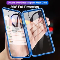 magnetic metal double side glass case for huawei p30 p20 p40 mate 30 pro honor 20 lite nova 5t 8x 9x y9 prime p smart 2019 cover
