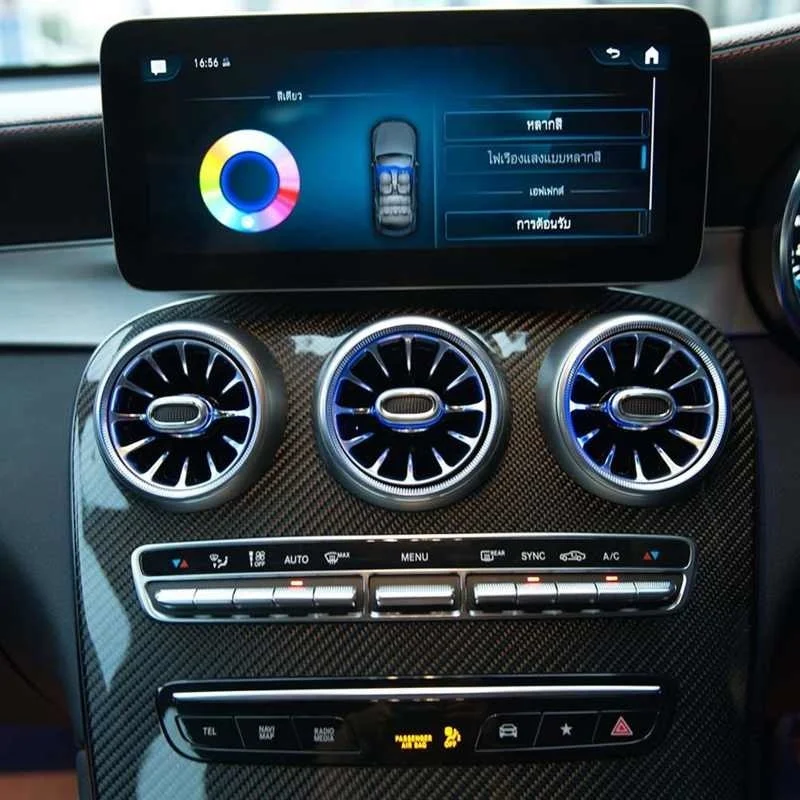 

5pcs 64 Color Front LED Turbine Air Vent Ambient Light Kit Replacement for Mercedes Benz C GLC Class W205 X253 2019 2020 2021