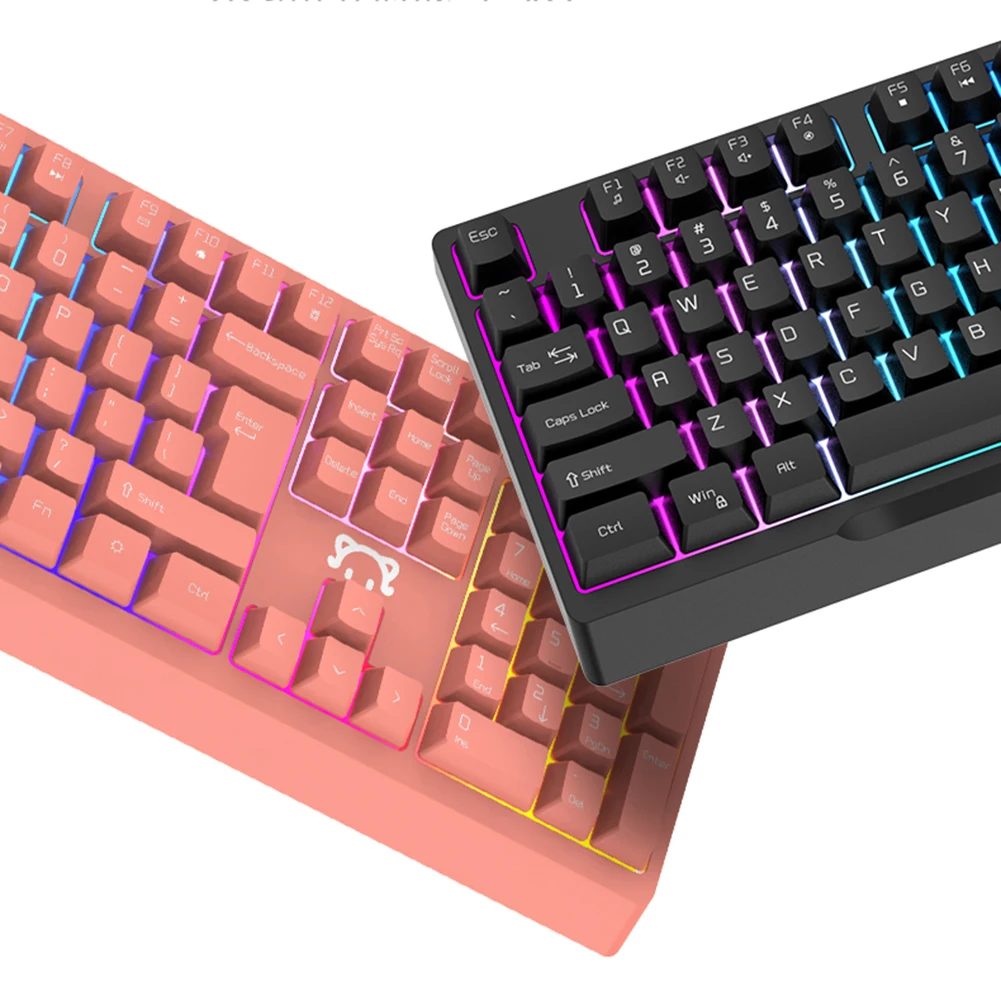 

Girly Pink Mechanical Gaming Keyboard 104 Keys USB Wired Gamer Keyboard RGB Backlight Mechanical Keyboard for PC Laptop Computer