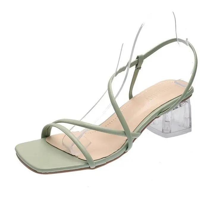 

Ankle Strap 2021 Summer Sale Of Women's Shoes Female Sandal Cross Strappy Heels Square Toe Med New Girls Comfort High Medium Be