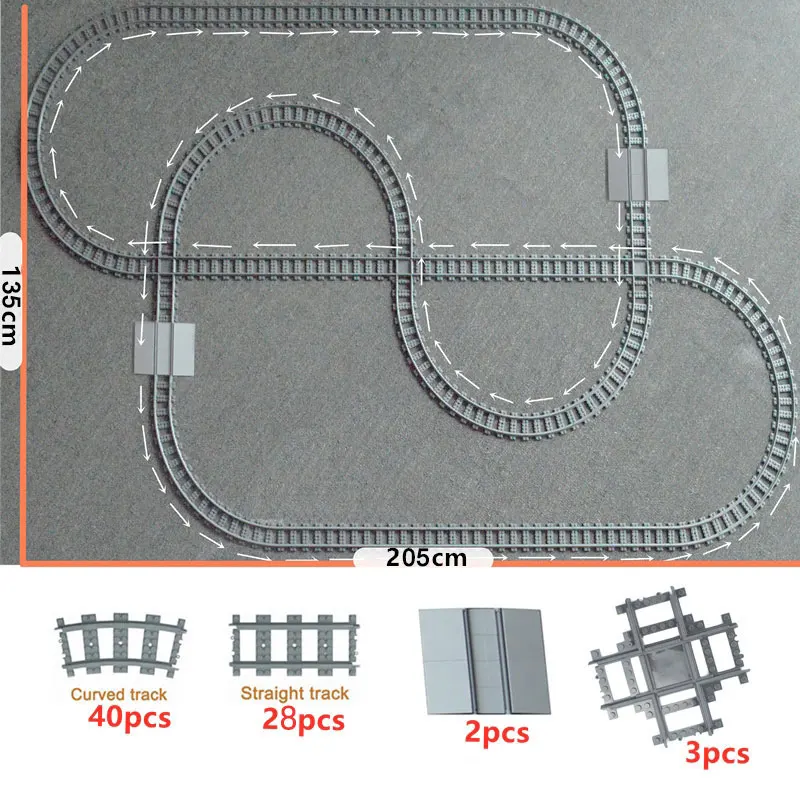 

Train Tracks City train Station Cross Track Flexible Rail Straight Curved Rails Building Block trein Bricks Compatible All Brand
