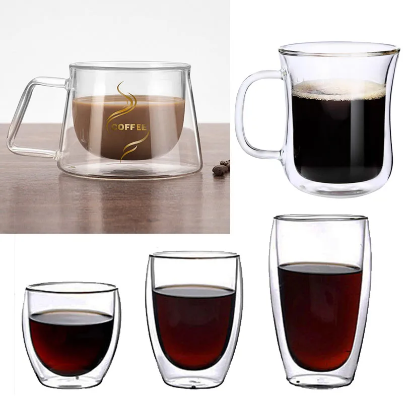 Двухслойная кофейная кружка настенная стеклянная Изолированная для молока