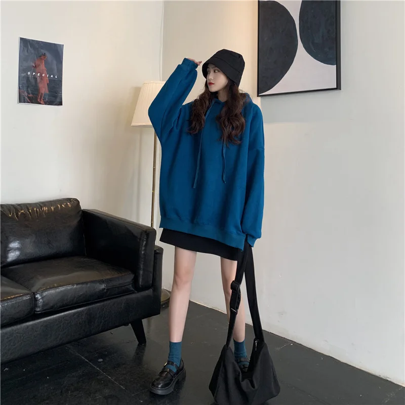 

Women's hooded sweater, open sweater, loose Korean blouse, chic, early autumn, new in 2021
