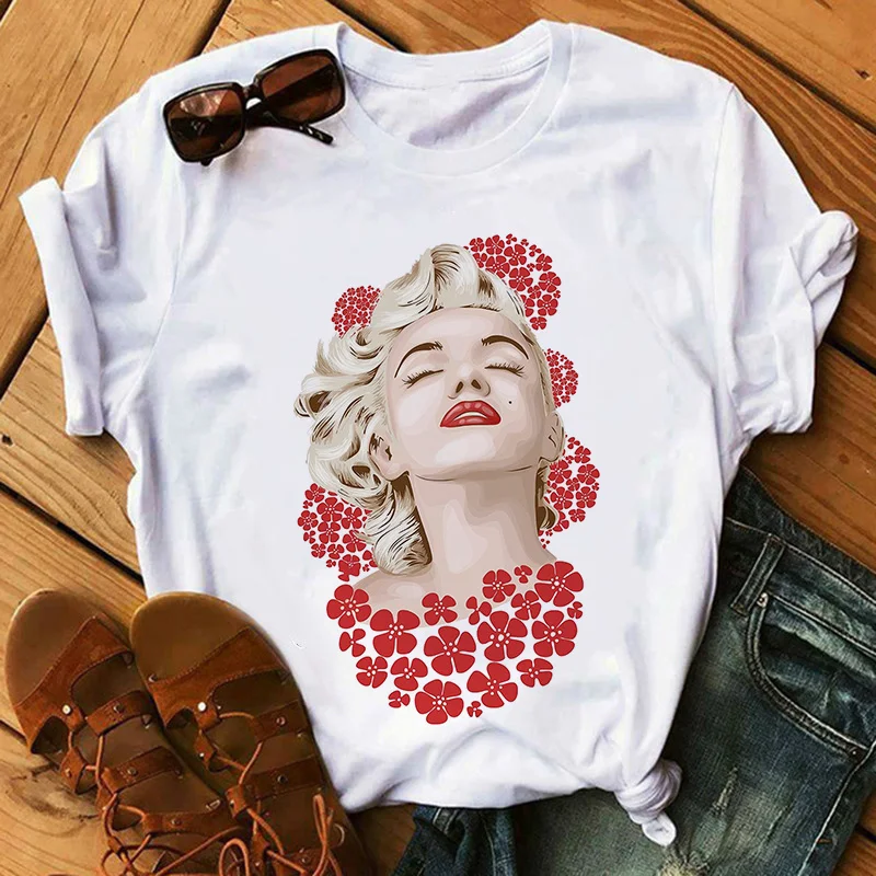 Женская футболка с графическим принтом Marilyn Monroe белые топы Повседневная новая