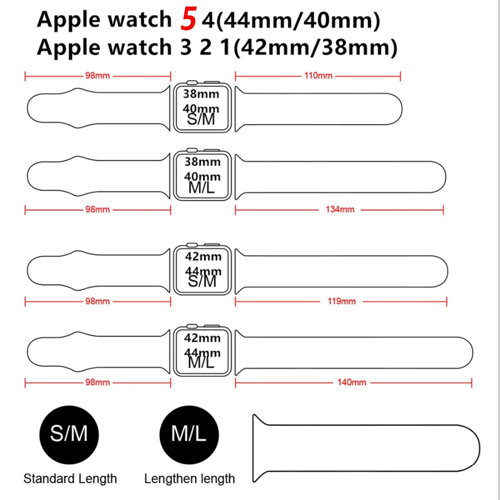 

Silicone Strap For Apple Watch band 44mm 40mm 38mm 42mm Rubber watchband Sport bracelet belt iWatch 5 4 3 SE 6