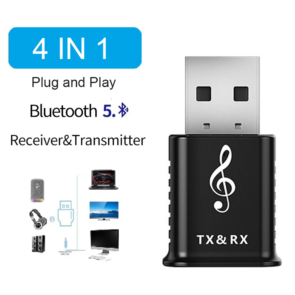 Мини 4 в 1 Bluetooth адаптер USB 5 0 передатчик беспроводной приемник 3 мм HIFI стерео AUX