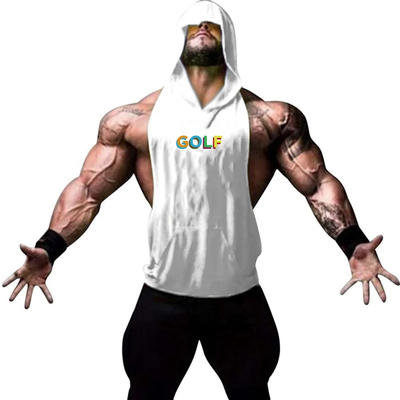 

New Arrivals Bodybuilding stringer tank top man Cotton Gym sleeveless shirt men Fitness Hooded Vest Singlet workout tanktop