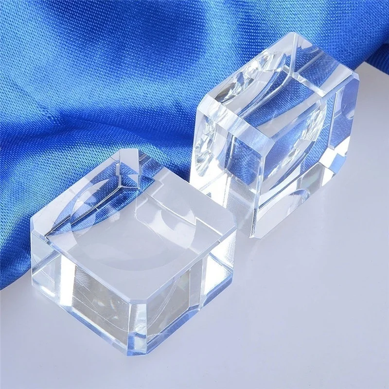 

Clear Polished Square Dimple Table Crystal Ball Display Bases Holder Stand