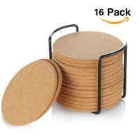 16pcs handy round shape dia 10cm plain natural cork coasters wine drink coffee tea cup mats table pad for home office kitchen