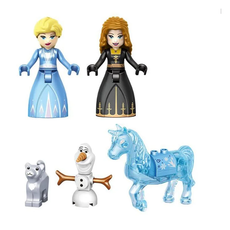 

Girls Friends Princess's Ice Playground Castle House Set Movies Horse Dolls DIY Building Blocks Toys For Kid's Creative Gifts
