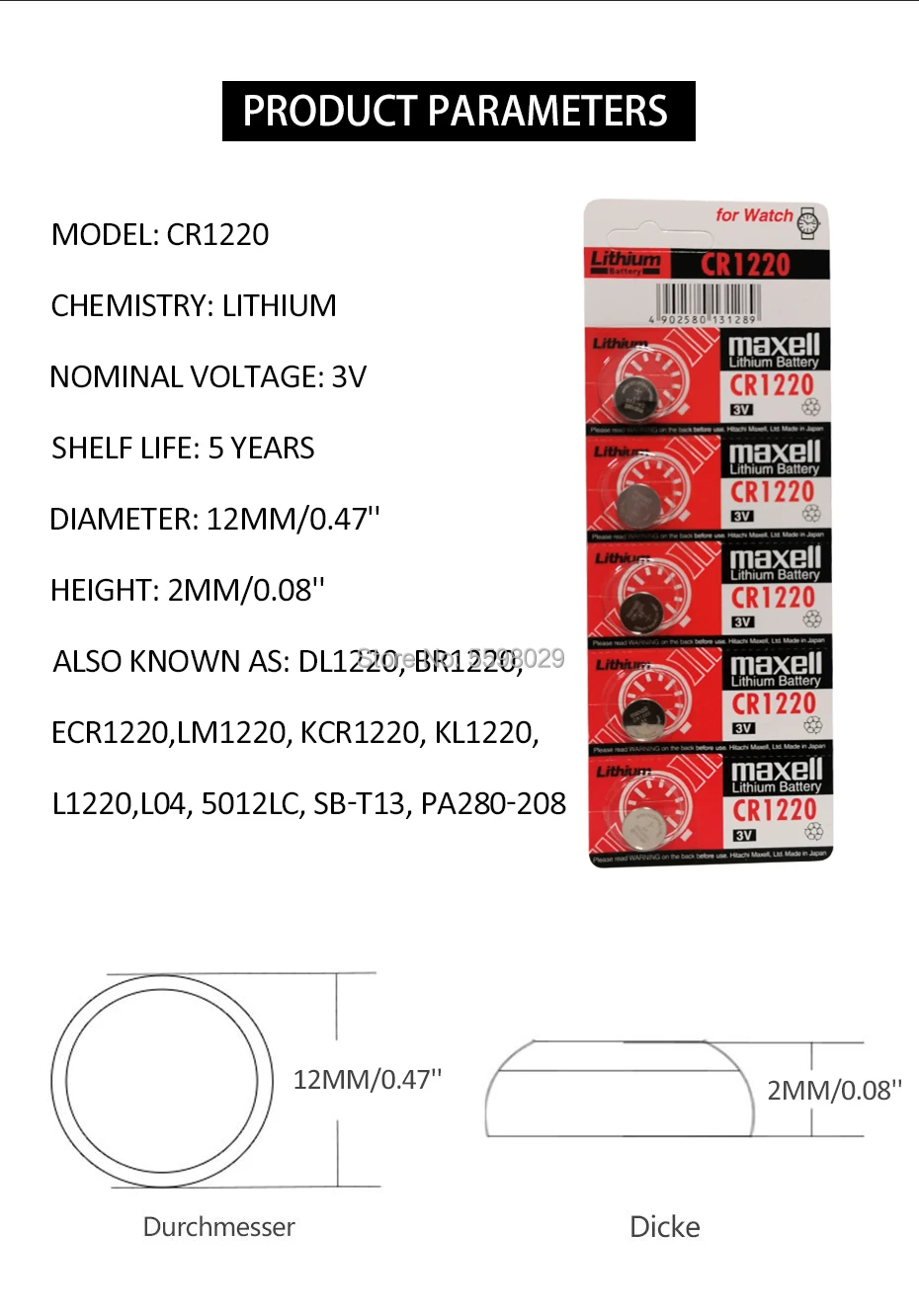 15 шт. для maxell 100% оригинальный CR1220 кнопочный Аккумулятор часов Автомобильный