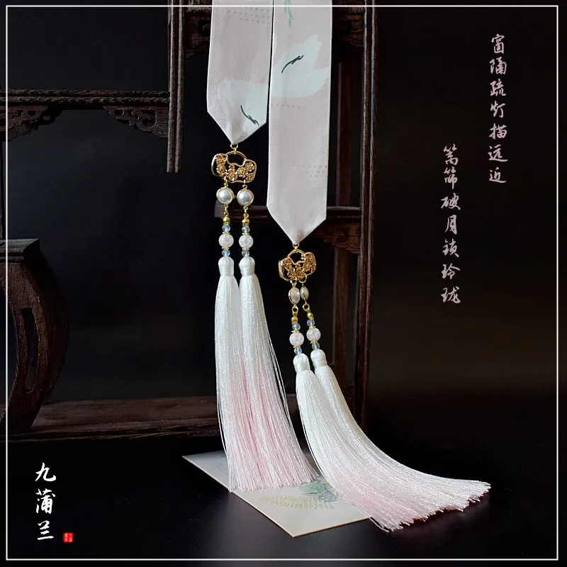 

Wind Origional Design Antique Style Multi-Tassels Chinese Clothing Hair Bow Accessories Wide Hair