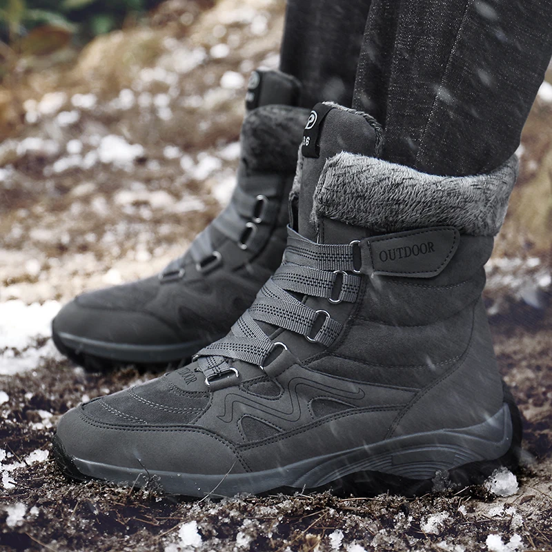 Suede Leather Men's Snow Boots Winter Warm Plush Waterproof Ankle New Arrival Big Size 46 Cotton Shoes | Обувь